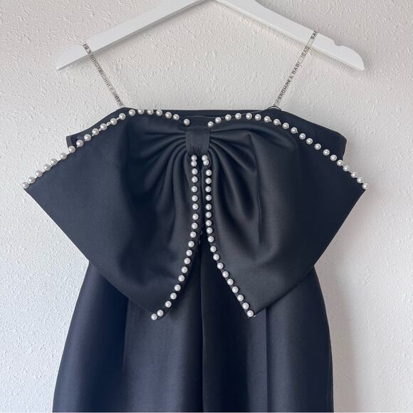 Sachin & Babi Keira Bow Column Gown black pearl Size 6 - Picture 5 of 11